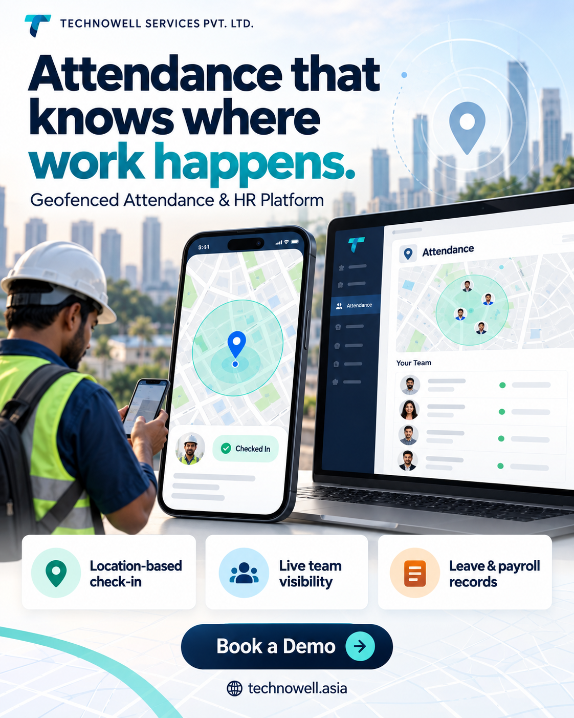 Geofenced Attendance & HR Platform